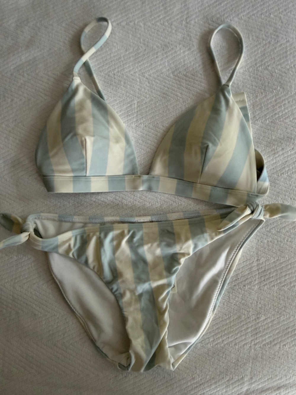 Hollister Striped Pastel Blue and Cream Bikini Set